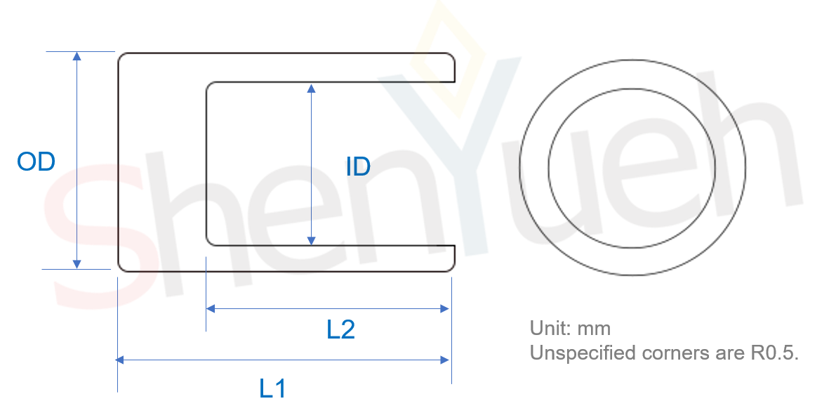 Shen-Yueh モリブデン坩堝寸法図